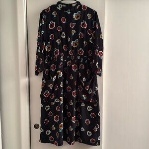 Silky Floral Pattern Dress XXL